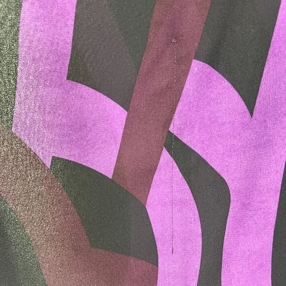 Draped Blouse Top Womens Large‎ Purple Black Sheer Geometric Statement Sleeve 14 - Picture 9 of 16